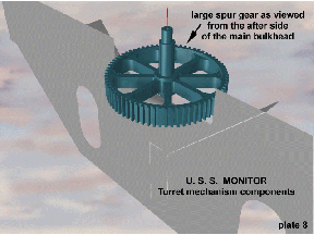 Large spur gear as viewed from the after side of the main bulkhead.