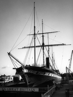 SS Great Britain as reconstructed externally to 1843 configuration, 1985.