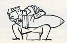 Illustration of sailor with nose in book and large shell on his knee.