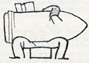 Illustration of sailor reading with an enormous shell accross his knees hiding even his face.