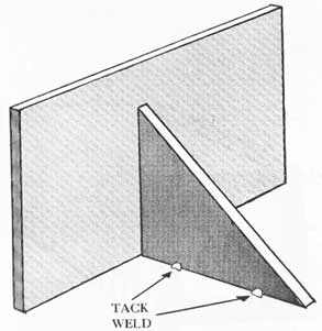Figure 36-91. Tack weld used to hold shoring members temporarily.