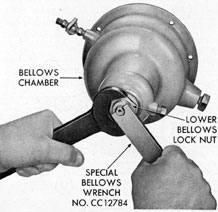 Figure 13-13. Removing bellows lower lock nut.