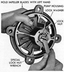 Figure 5-6. Removing impeller shaft lock nut.