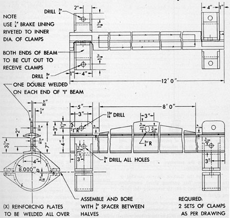 Figure 2-43. Details of horizontal lifting clamps and lifting spreader bar.