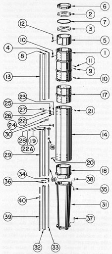Figure 7-10. Lower telescope system assembly,
Part I.