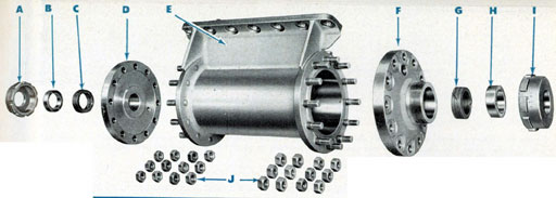 Figure 60 Power cylinder parts disassembled.