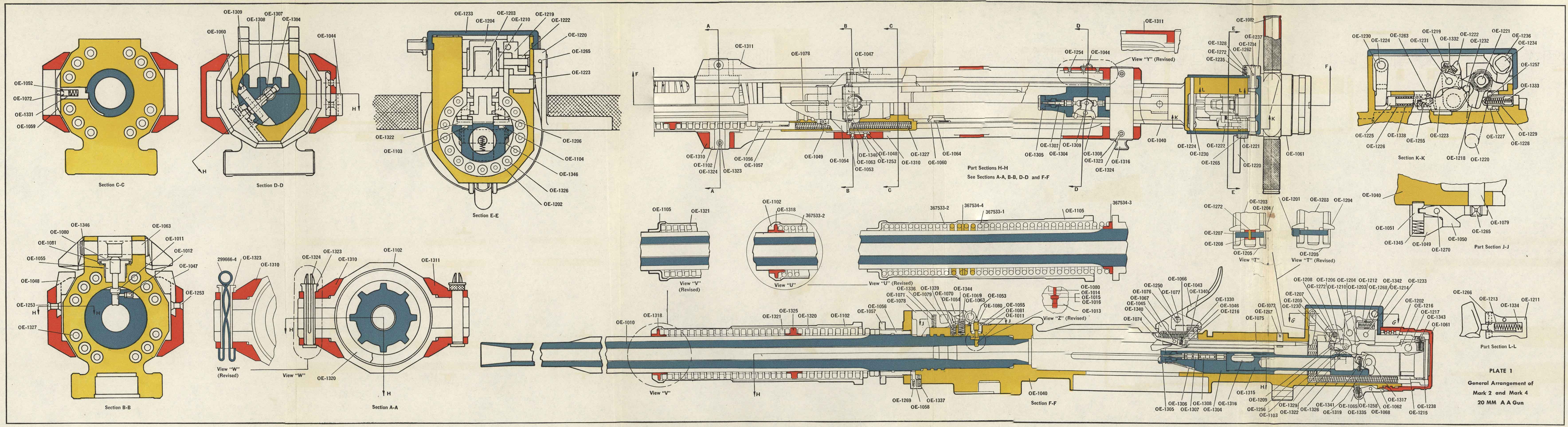 
Plate 1
General Arrangement
Mark 2 and Mark 4
20 MM AA Gun
Between page 160 and 161