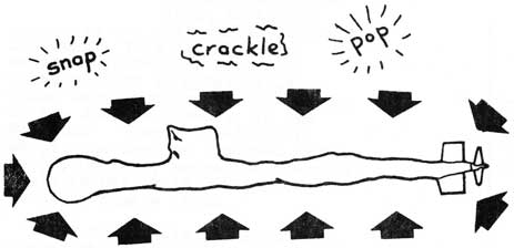 Snap, crackle, pop, crushed submarine drawing.