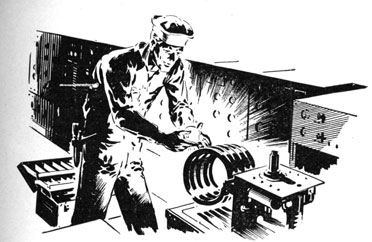 Drawing of a soldier in front of an energized coil.