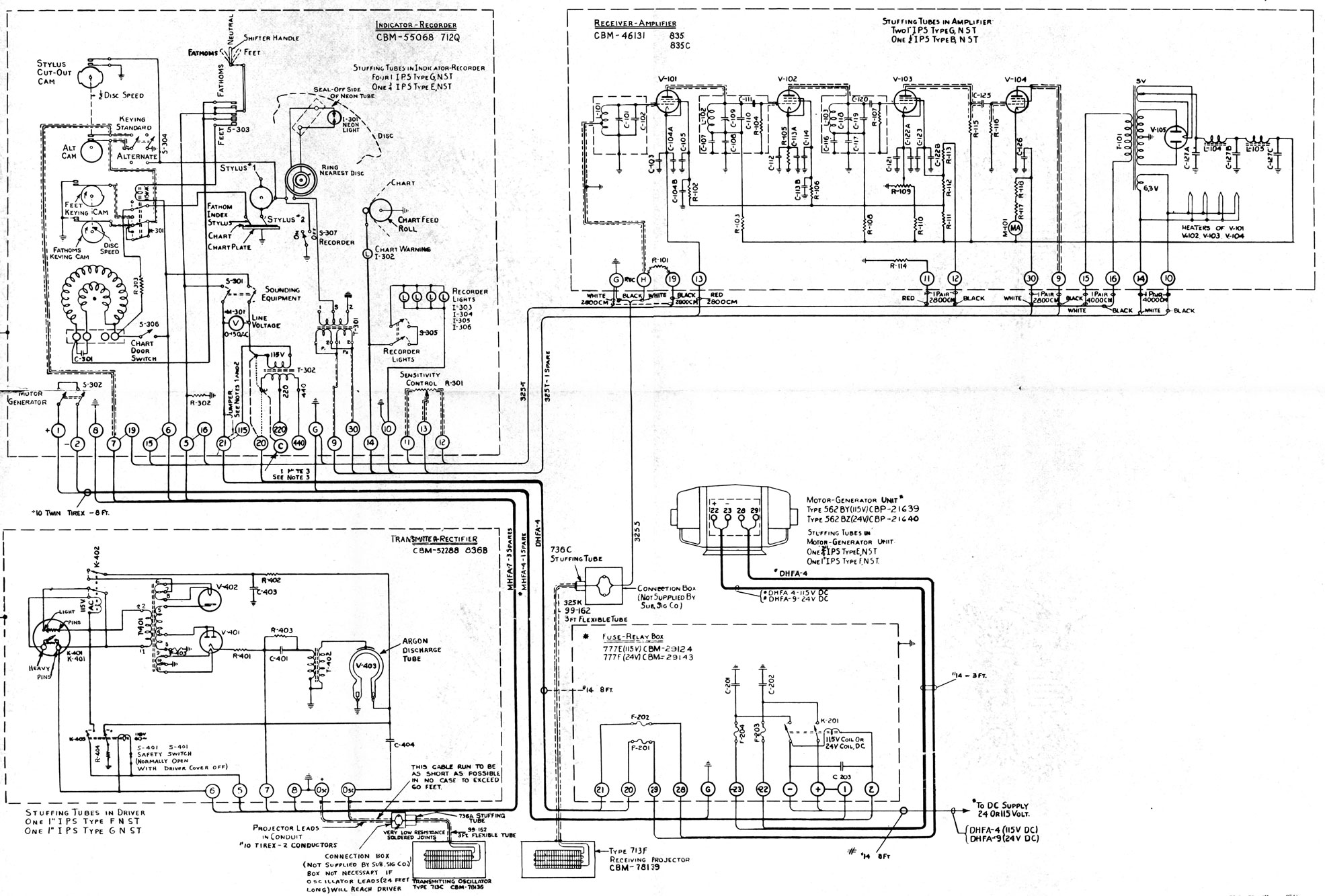 Figure 15-6. -Schematic wiring diagram of the NJ-9 sounding equipment.