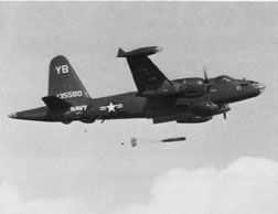 P-2 aircraft test dropping a torpedo.