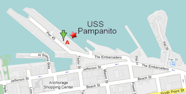 map of pier 45 and pampanito