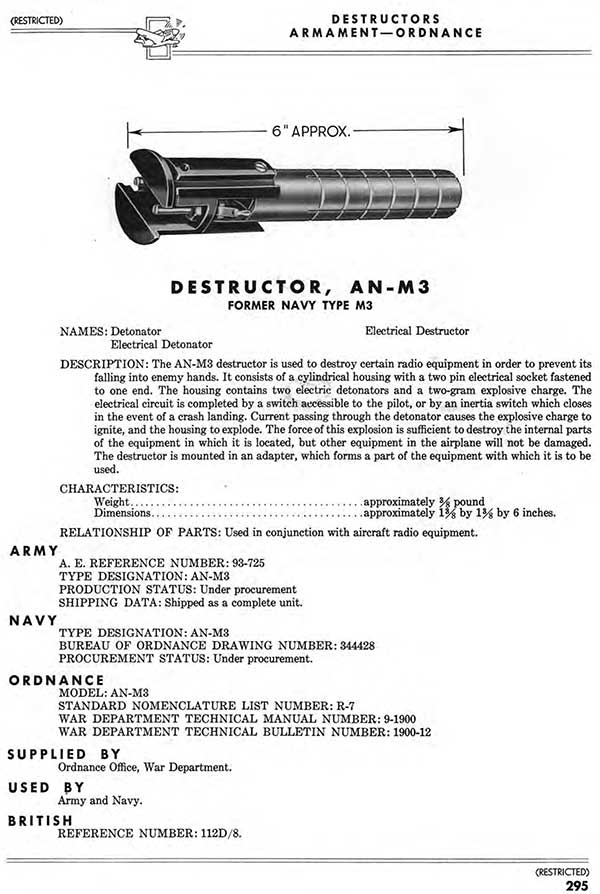 catalog page for destructor AN-M3