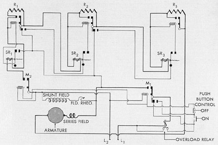 Figure 4-13. Simplified schematic diagram of automatic motor starter.