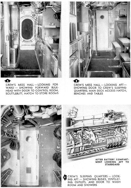 Photos of After battery compartment and crew's quarters.