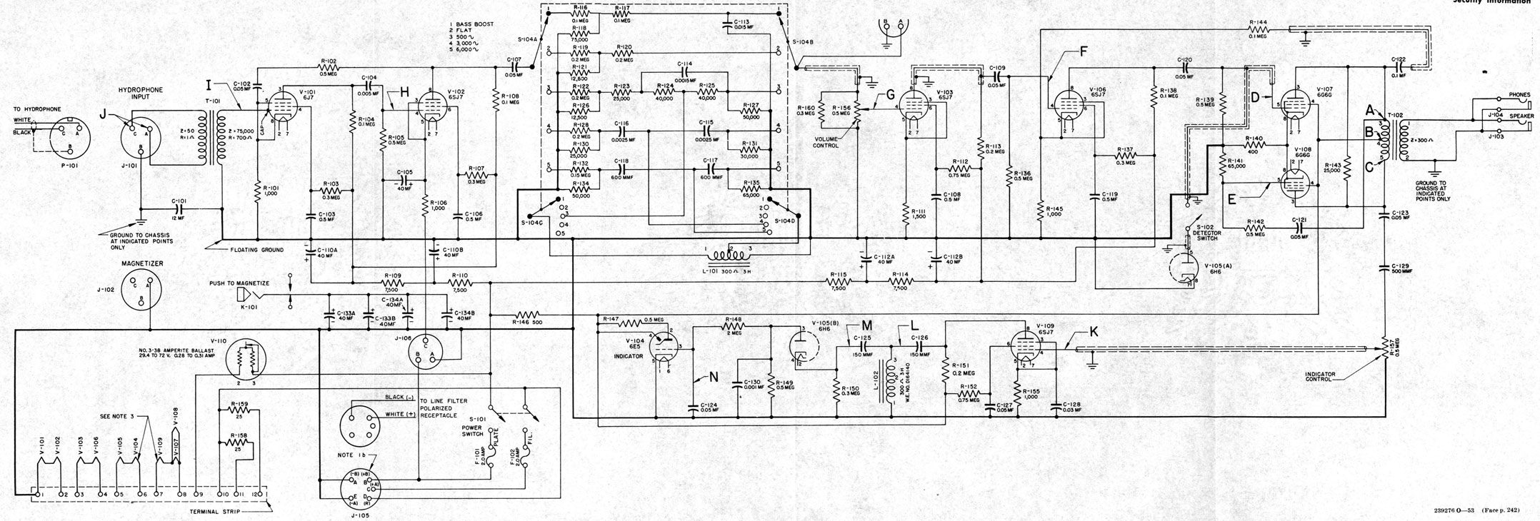Figure 13-3 -Circuit of the JP-1 audio amplifier with line filter.