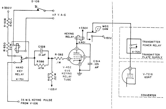 Keying-relay circuit for the scanning-switch assembly schematic.