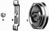 Figure 21-Small Forward Bulkhead, removed-(A) Lock nut; (B) Clamp; (C) Small forward bulkhead; note 'flats' for passage through slots in seat.
