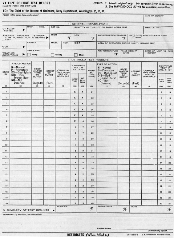 Figure 15. Test Report Form-NAVORD Form 1758