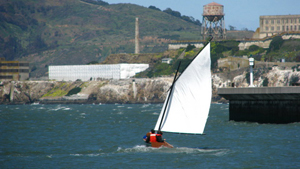 Sailing in aquatic park with Alcatraz in the background